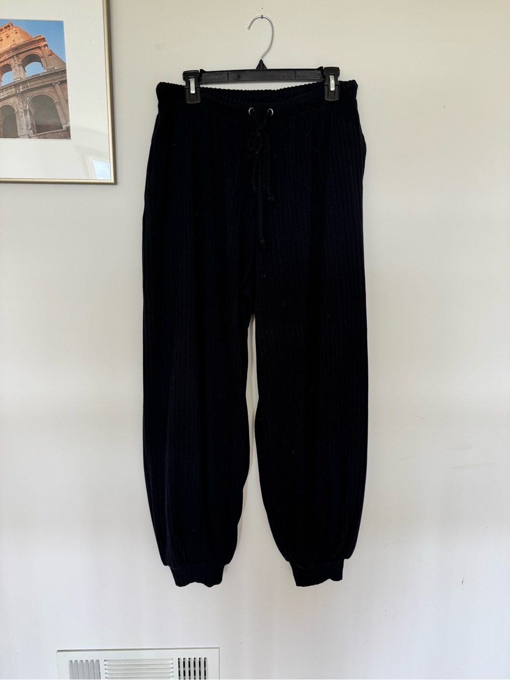 Free People Black Ribbed Jogger Sweatpants